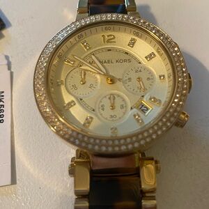 Michael Kors gold, tortoiseshell watch